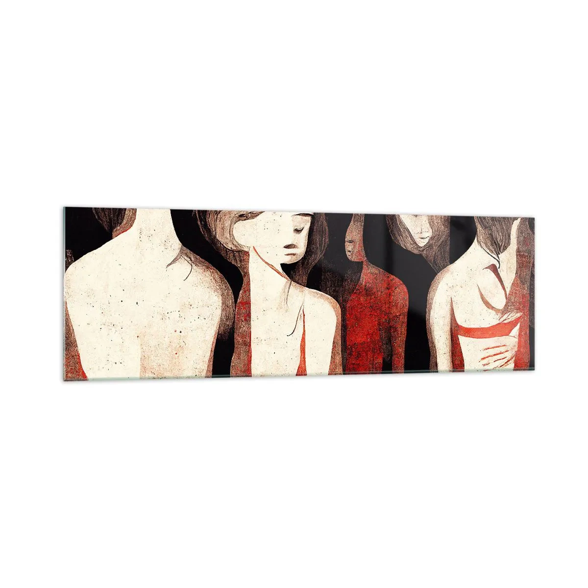 Impression sur verre - Image sur verre - Figures artistiques dans une composition abstraite - 160x50cm - Madones des ténèbres - Décoration murale moderne pour le salon et la chambre ARTTOR