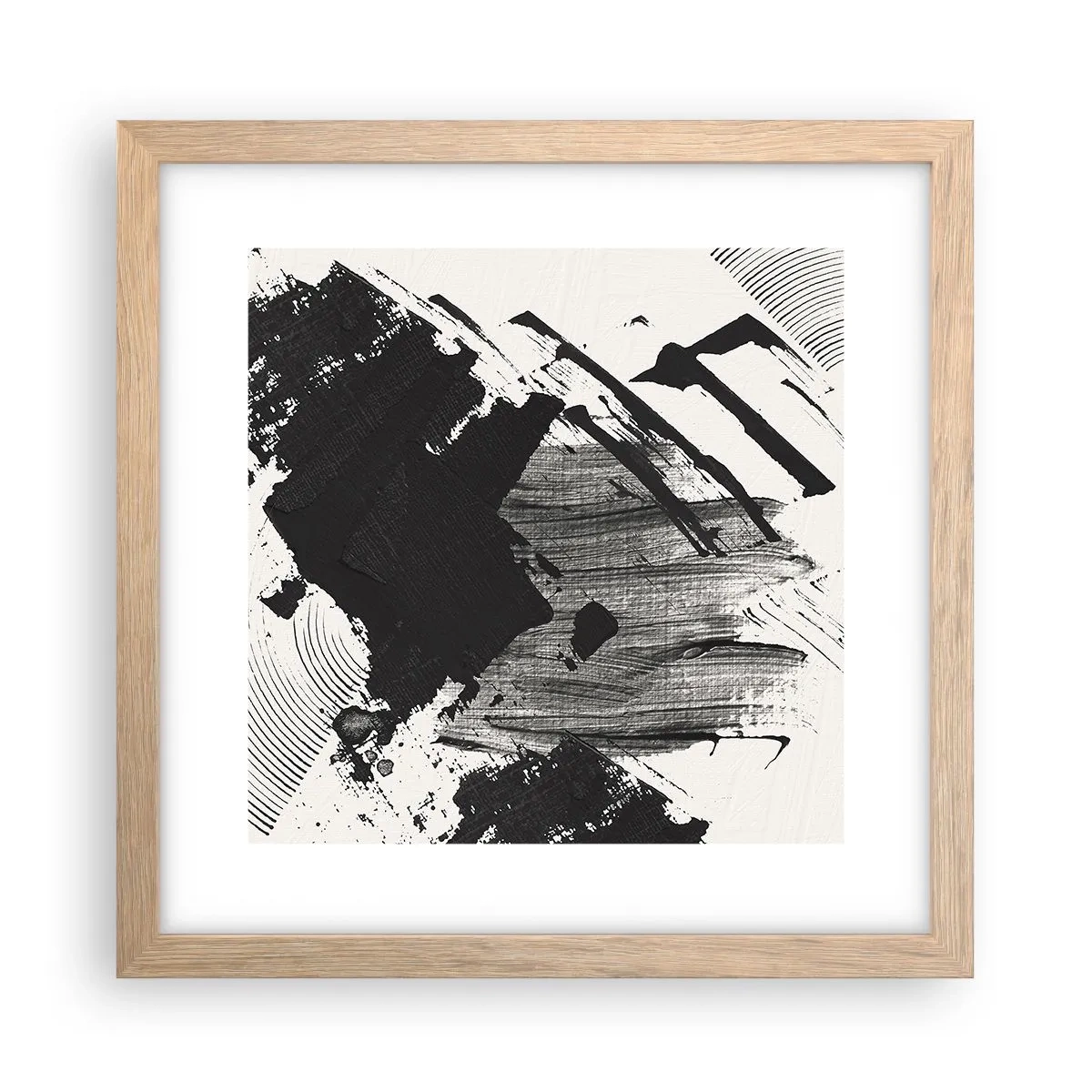 Affiche dans un chêne clair - Poster - Abstraction – expression du noir - 30x30 cm