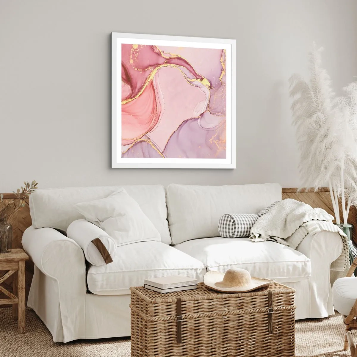 Affiche dans un cadre blanc - Poster - Caresse de couleurs - 40x40 cm