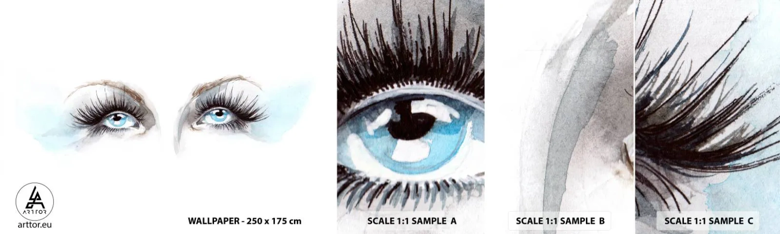 Échantillon De Papier Peint Standard Eco - Yeux d'ange? - Visage de femme, Yeux féminins, Morceau - 100x30 cm