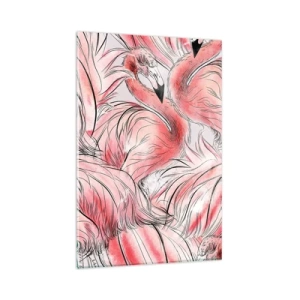 Impression sur verre - Image sur verre - Dessins délicats de flamants roses - 80x120cm - Oiseau corps de ballet - Décoration murale moderne pour le salon et la chambre ARTTOR