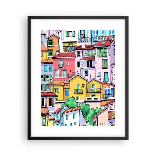 Affiche dans un cadre noir - Poster - Ville joyeuse - 40x50 cm