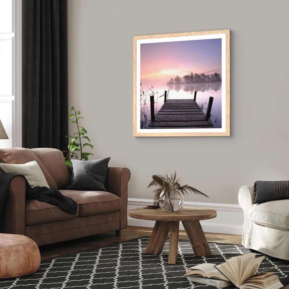 Affiche dans un chêne clair - Poster - De la brume lilas… - 60x60 cm