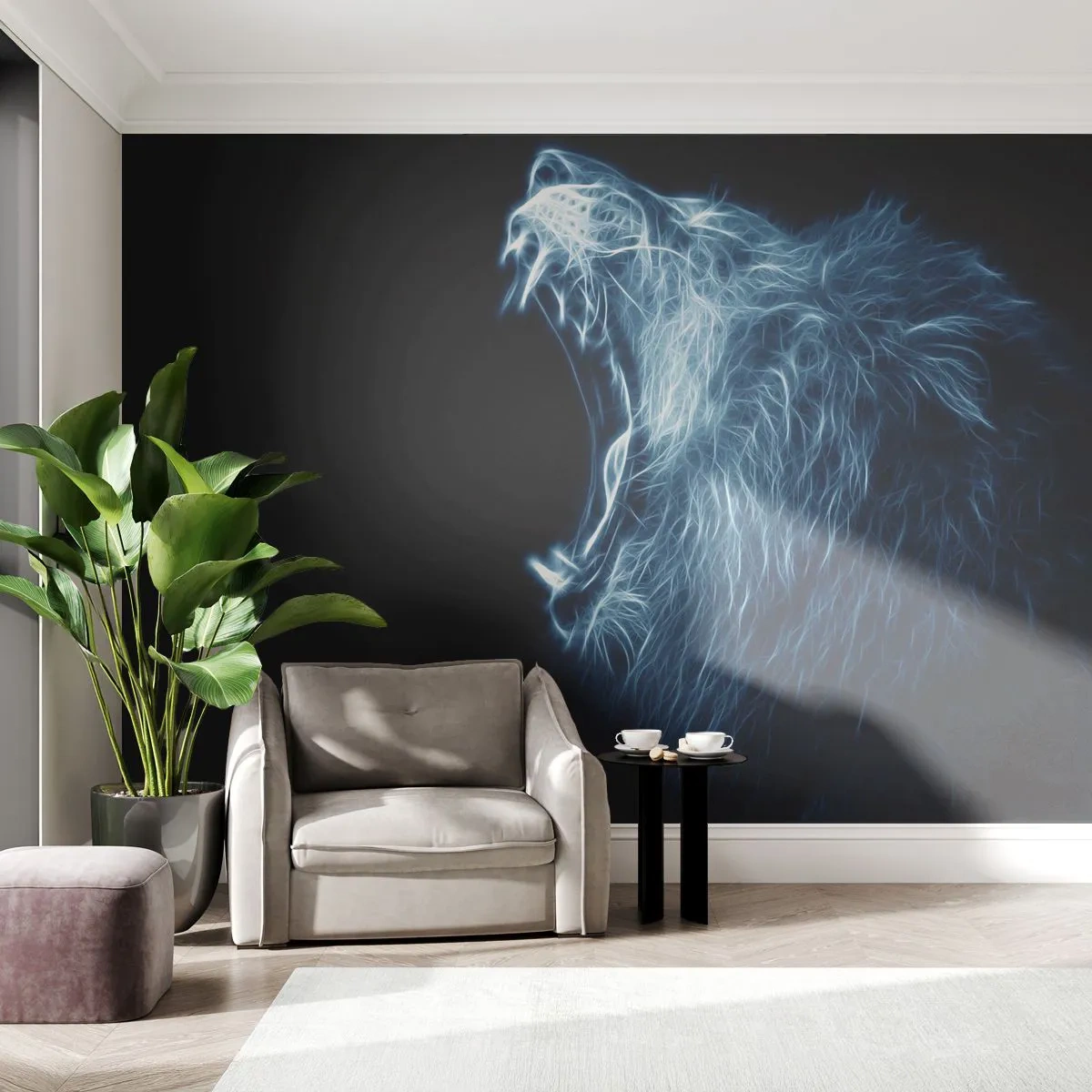 Papier Peint Photo Standard Eco - La colère ardente du roi - Abstraction, Lion, Animaux - 400x280 cm