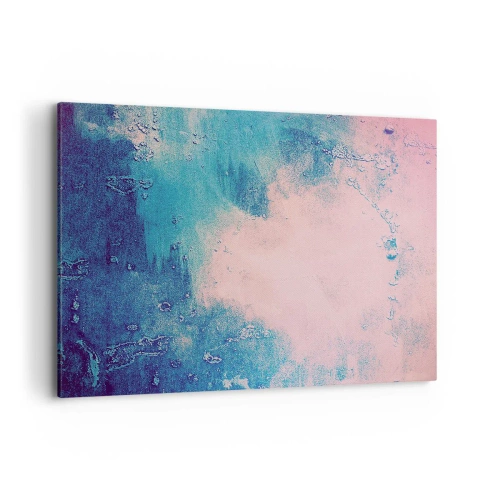 Impression sur toile - Image sur toile - Texture abstraite dans les tons de rose et de bleu - 100x70cm - Etreintes bleues - Décoration murale moderne pour le salon et la chambre ARTTOR