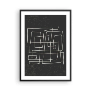 Affiche dans un cadre noir - Poster - Abstraction géométrique sur fond noir - 50x70cm - Pas aussi simple - Décoration murale moderne pour le salon et la chambre ARTTOR