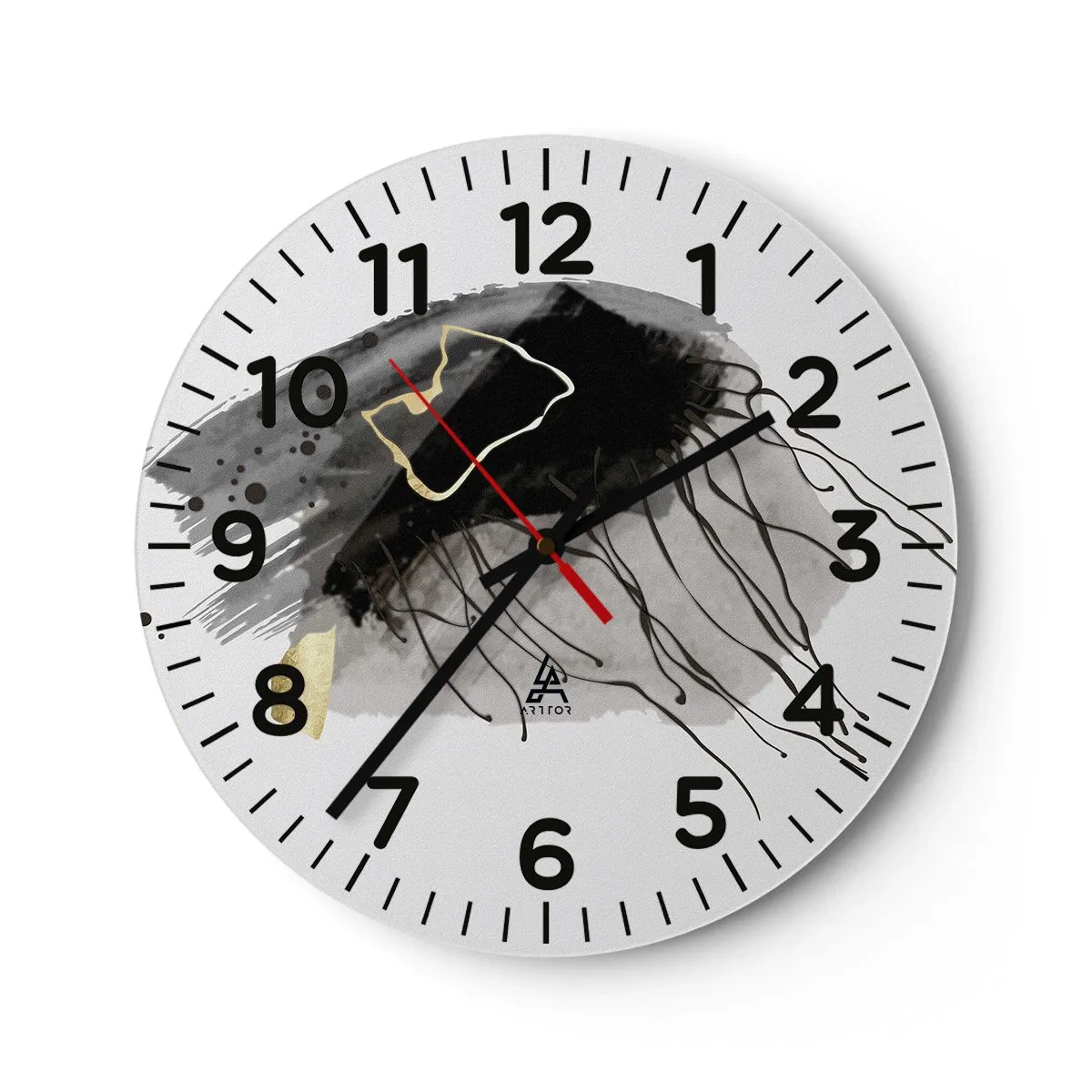 Horloge murale - Pendule murale - En noir et en or - 40x40 cm