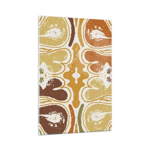 Impression sur verre - Image sur verre - Motifs abstraits chaleureux dans les tons jaunes et bruns - 70x100cm - Abstraction sentimentale - Décoration murale moderne pour le salon et la chambre ARTTOR