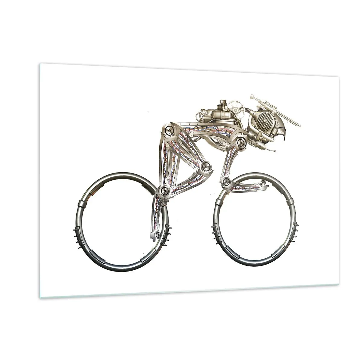 Impression sur verre - Image sur verre - Vélo industriel en métal - 120x80cm - Machine exceptionnelle - Décoration murale moderne pour le salon et la chambre ARTTOR
