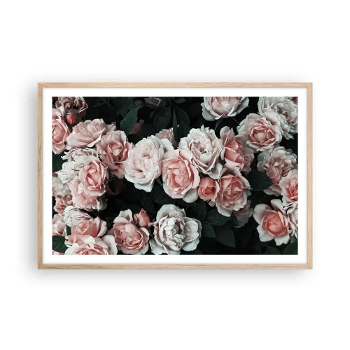 Affiche dans un chêne clair - Poster - Ensemble de rose - 91x61 cm