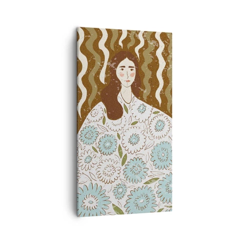 Impression sur toile - Image sur toile - Portrait en robe fleurie - 45x80 cm