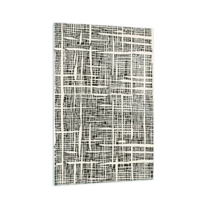 Impression sur verre - Image sur verre - Un motif géométrique ressemblant à une grille sur un fond clair - 70x100cm - Composition tissée - Décoration murale moderne pour le salon et la chambre ARTTOR