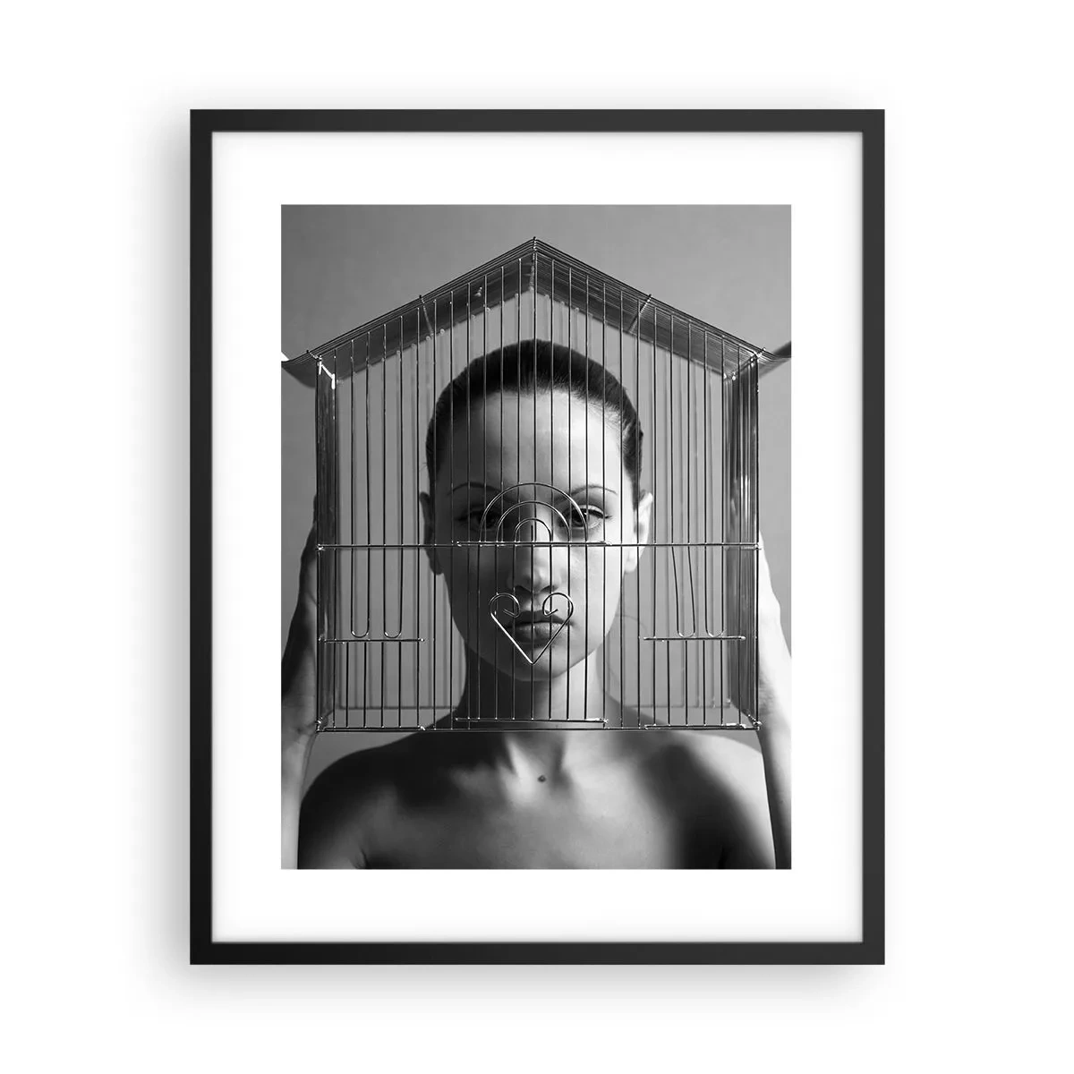 Affiche dans un cadre noir - Poster - Portrait un peu surréaliste - 40x50 cm