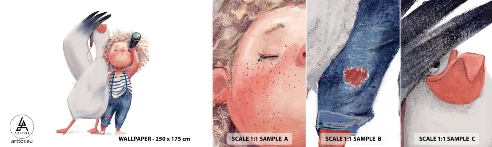 Échantillon De Papier Peint Standard Eco - Plan de grand voyage - Pour les enfants, Amitié, Fille - 100x30 cm