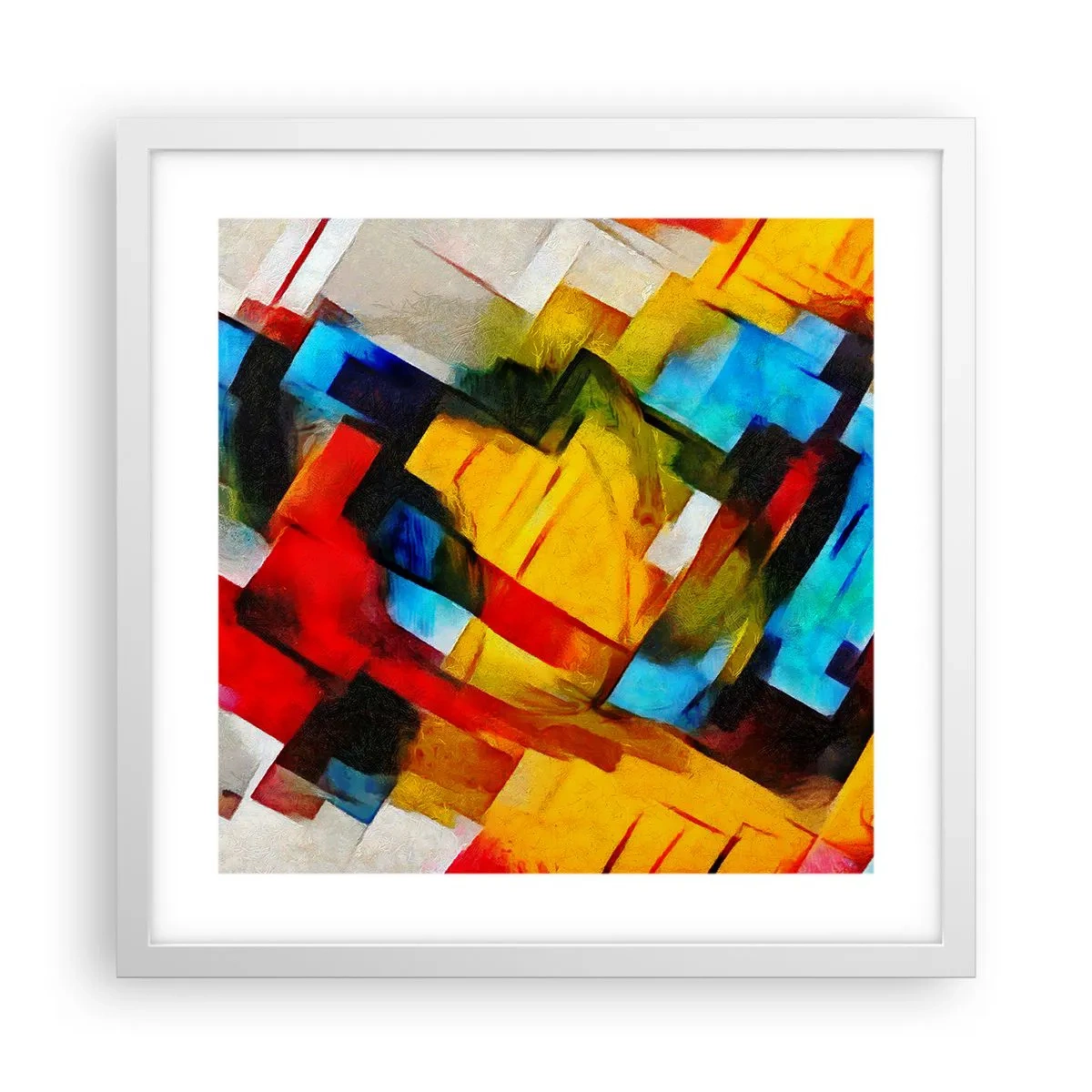 Affiche dans un cadre blanc - Poster - Une superposition multicolore - 40x40 cm