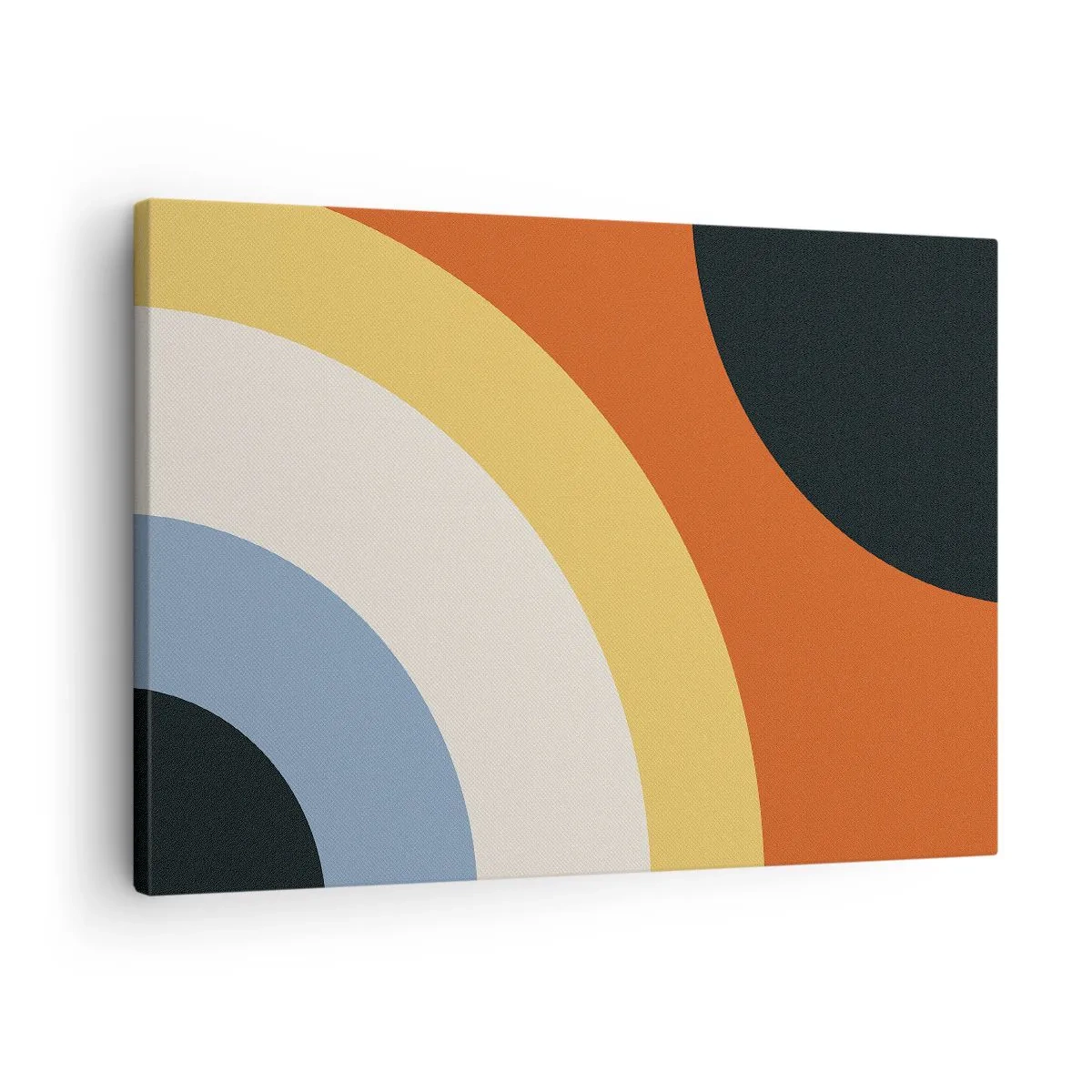 Impression sur toile - Image sur toile - Œuvre d'art abstraite avec des arcs colorés et des cercles contrastés - 70x50cm - Vers son soi - Décoration murale moderne pour le salon et la chambre ARTTOR