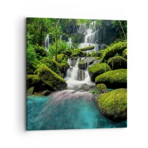 Impression sur toile - Image sur toile - Turquoise, saphirs et argent liquide - 70x70 cm