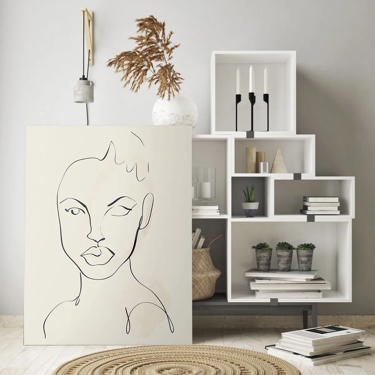 Impression sur verre - Image sur verre - Croquis minimaliste du visage d'une femme - 70x100cm - Esquisse de la sensualité - Décoration murale moderne pour le salon et la chambre ARTTOR