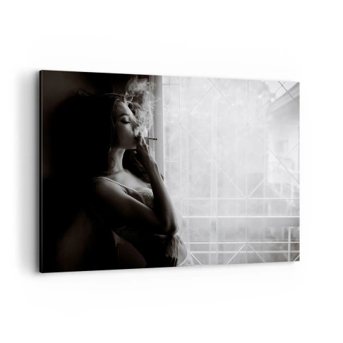 Impression sur toile - Image sur toile - Une femme dans une pose sensuelle sur une photographie en noir et blanc - 100x70cm - Vous sentez-vous libre ? - Décoration murale moderne pour le salon et la chambre ARTTOR