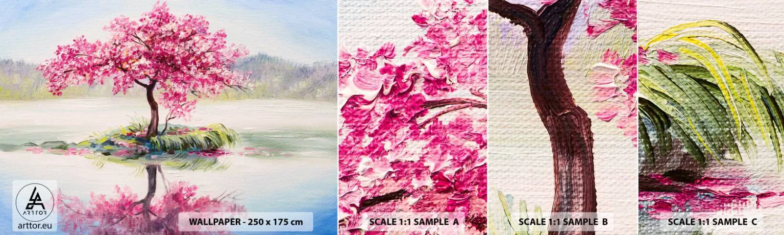 Échantillon De Papier Peint Standard Eco - Fête du Printemps - Morceau, Arbre, Paysage - 100x30 cm