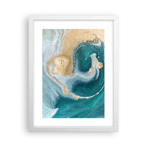 Affiche dans un cadre blanc - Poster - Tourbillon d'or et de turquoise - 30x40 cm