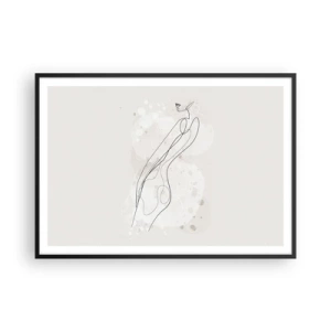 Affiche dans un cadre noir - Poster - Une esquisse de silhouette subtile dans un style minimaliste - 100x70cm - Trompe l'oeil - Décoration murale moderne pour le salon et la chambre ARTTOR