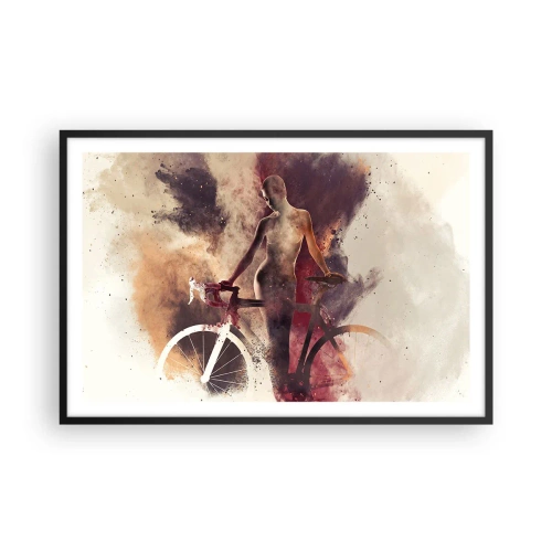 Affiche dans un cadre noir - Poster - Une âme de vélo aux formes marbrées - 91x61 cm