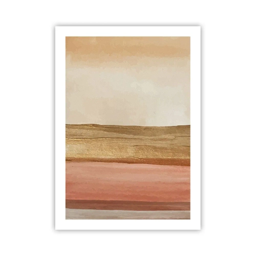 Affiche - Poster - Une composition abstraite dans des tons chauds de beige et de rose. - 50x70cm - Composition verticale - Décoration murale moderne pour le salon et la chambre ARTTOR