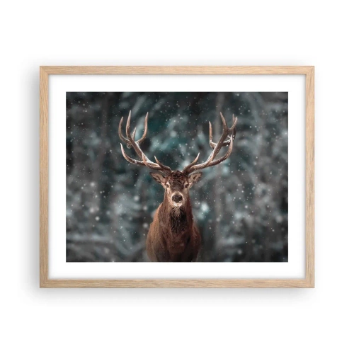 Affiche dans un chêne clair - Poster - Roi de la forêt couronné - 50x40 cm