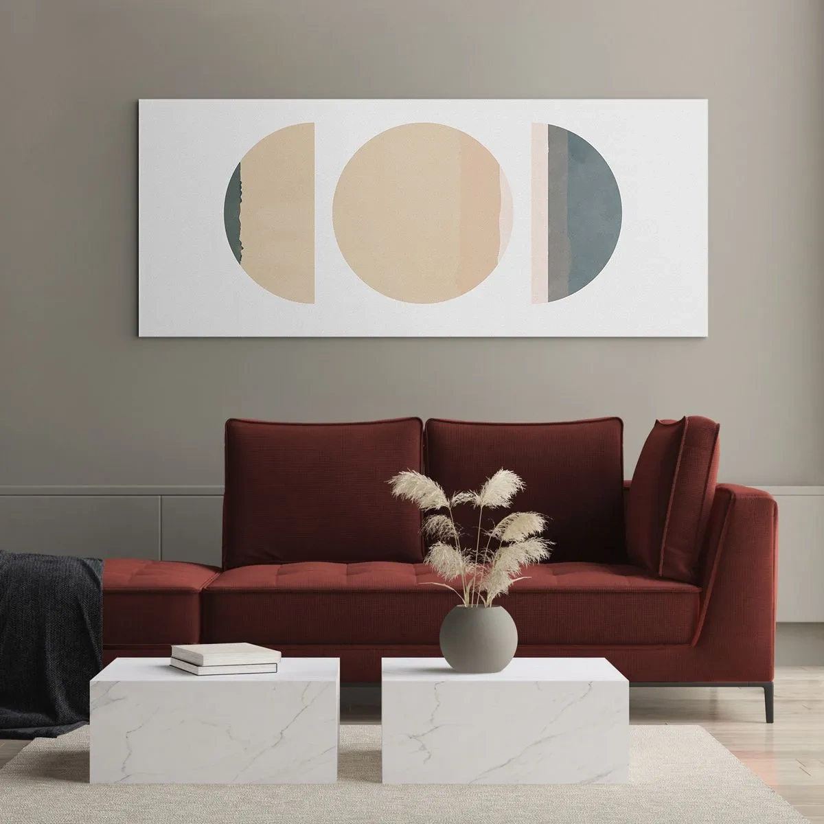 Impression sur verre - Image sur verre - Formes géométriques abstraites aux couleurs pastel - 160x50cm - Cercles après cercles - Décoration murale moderne pour le salon et la chambre ARTTOR