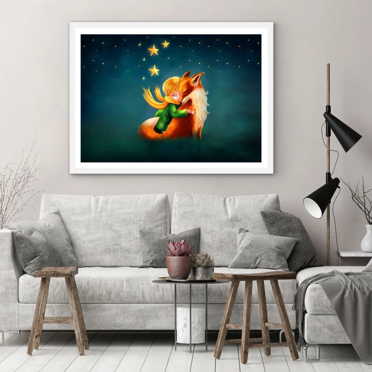 Affiche dans un cadre blanc - Poster - Petit Prince - 100x70 cm
