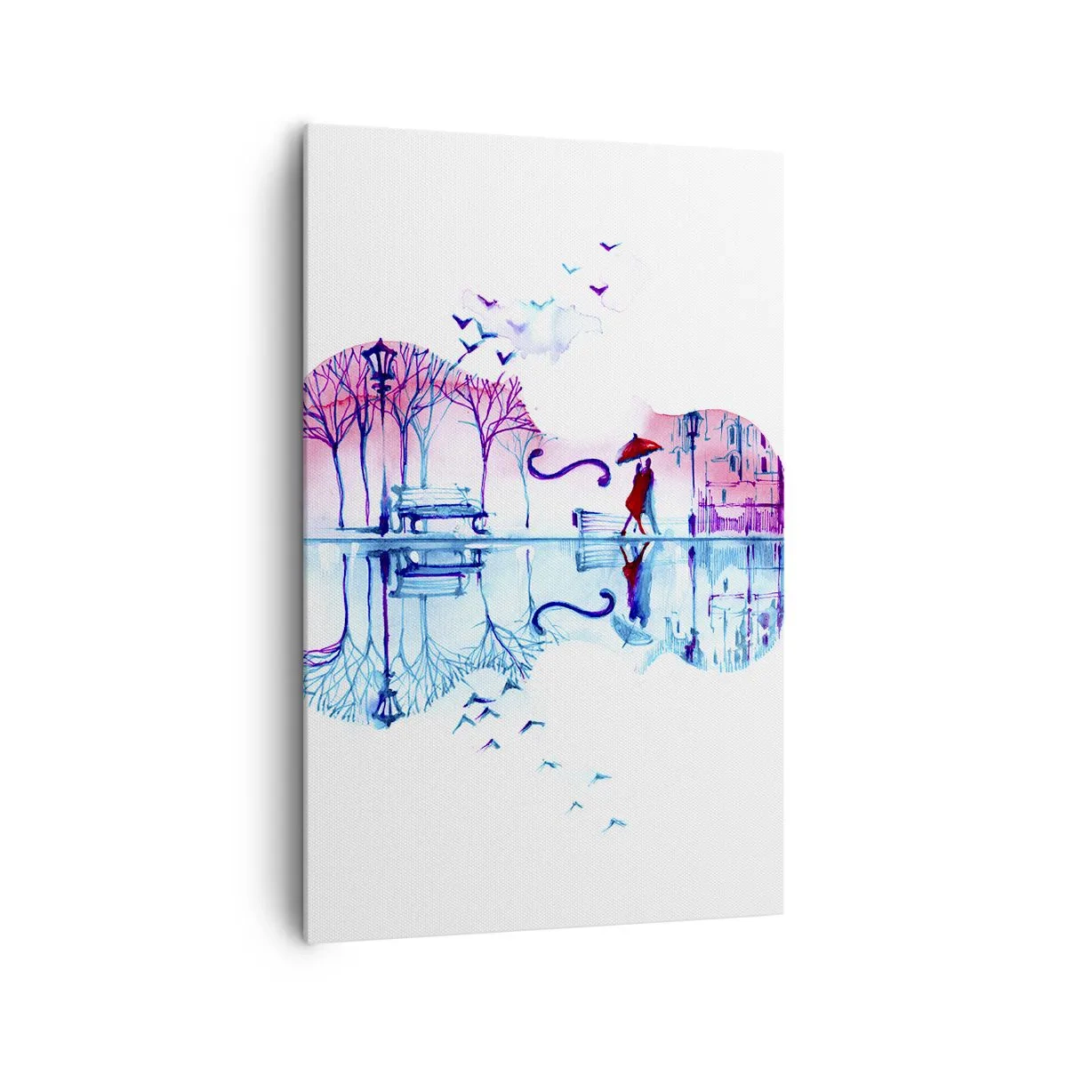 Impression sur toile - Image sur toile - Silhouette de ville en forme de violon aux couleurs aquarelles - 80x120cm - Je vous apporterai de cantiques de pluie - Décoration murale moderne pour le salon et la chambre ARTTOR