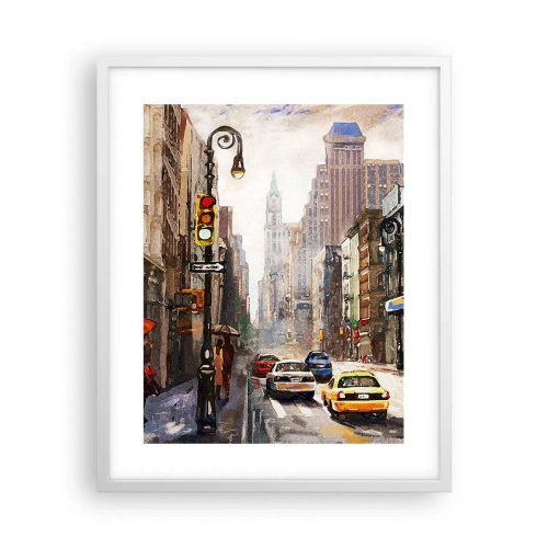 Affiche dans un cadre blanc - Poster - New-Zork - coloré même sous la pluie - 40x50 cm