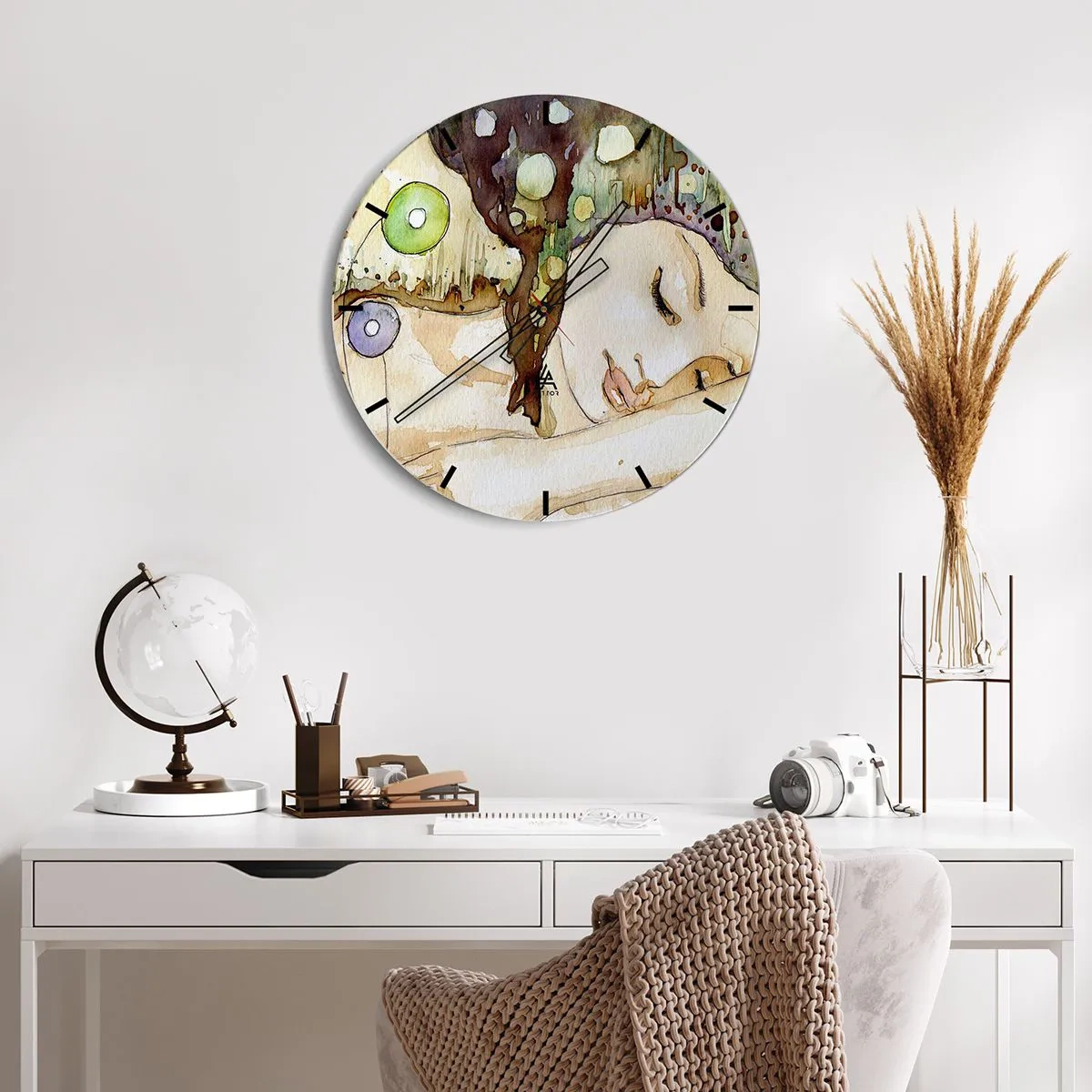 Horloge murale - Pendule murale - Un rêve violet émeraude - 40x40 cm