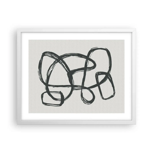 Affiche dans un cadre blanc - Poster - Abstraction en boucle - 50x40 cm