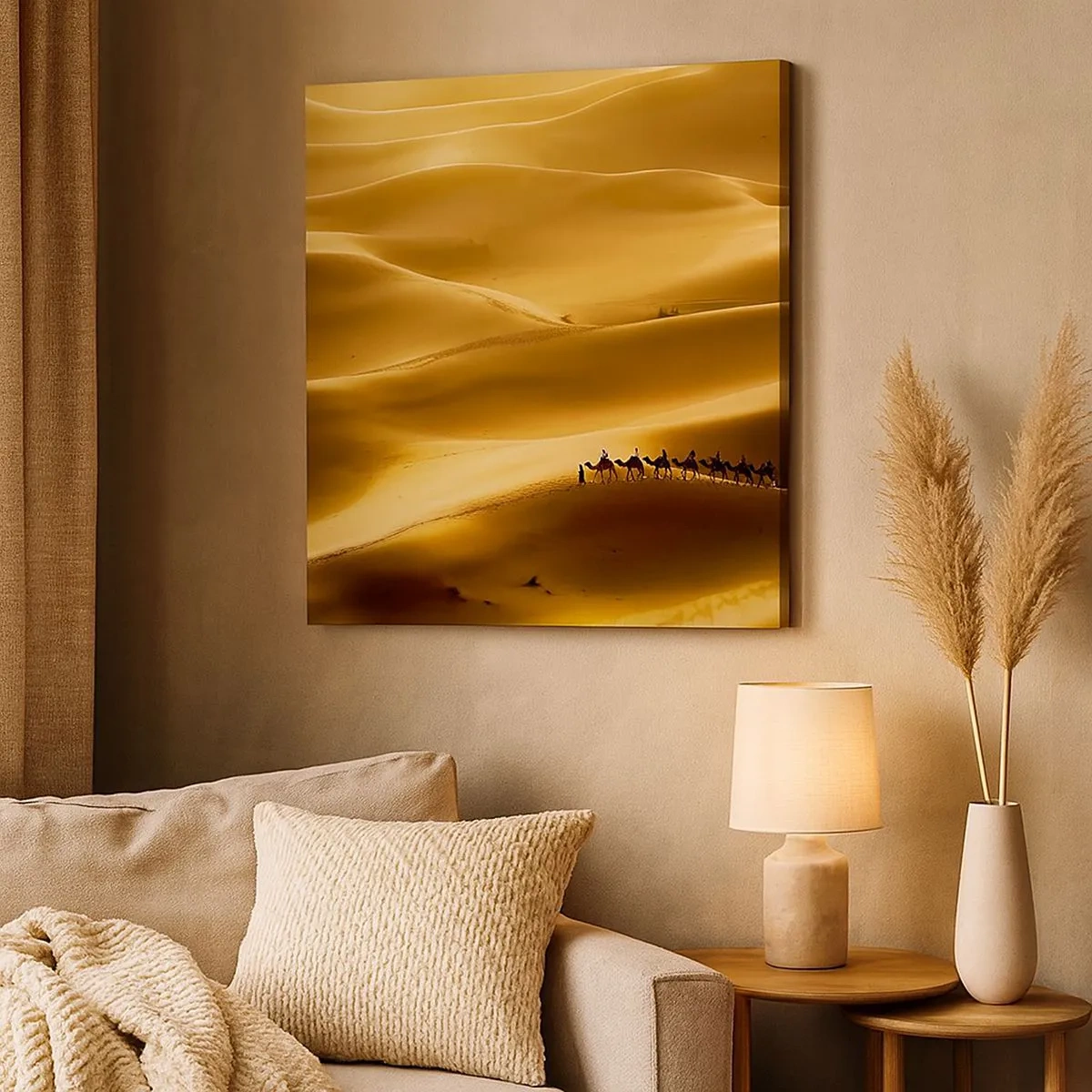 Impression sur toile - Image sur toile - Caravane sur les vagues du désert - 30x30 cm