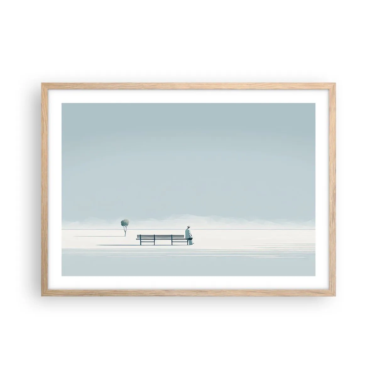 Affiche dans un chêne clair - Poster - Oui, j'attends. - 70x50 cm