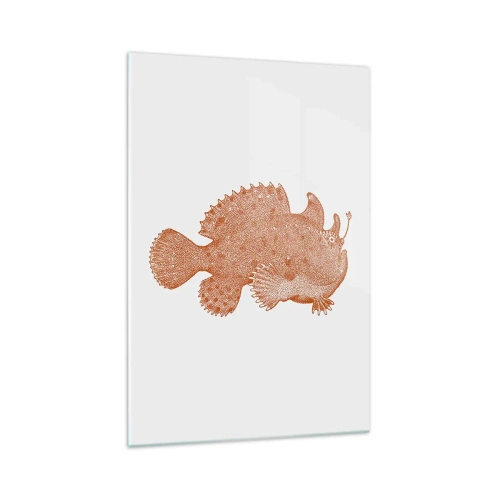 Impression sur verre - Image sur verre - Dessin détaillé d'un poisson cuivré sur fond blanc - 70x100cm - Et pourtant un poisson - Décoration murale moderne pour le salon et la chambre ARTTOR