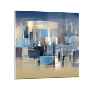 Impression sur verre - Image sur verre - Construction bleue - 30x30 cm