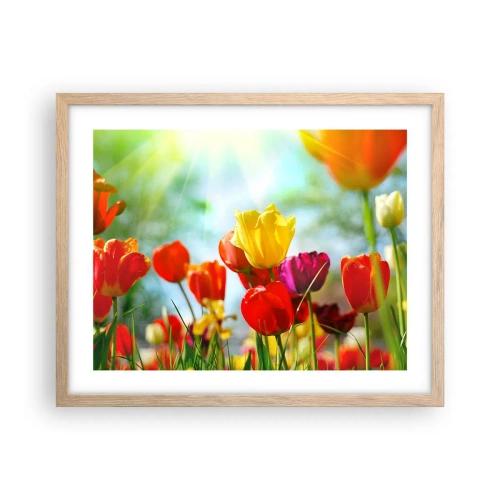 Affiche dans un chêne clair - Poster - Toutes les couleurs du soleil - 50x40 cm