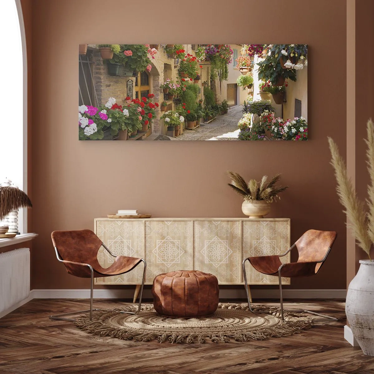Impression sur toile - Image sur toile - Une inondation de fleurs  - 100x40 cm
