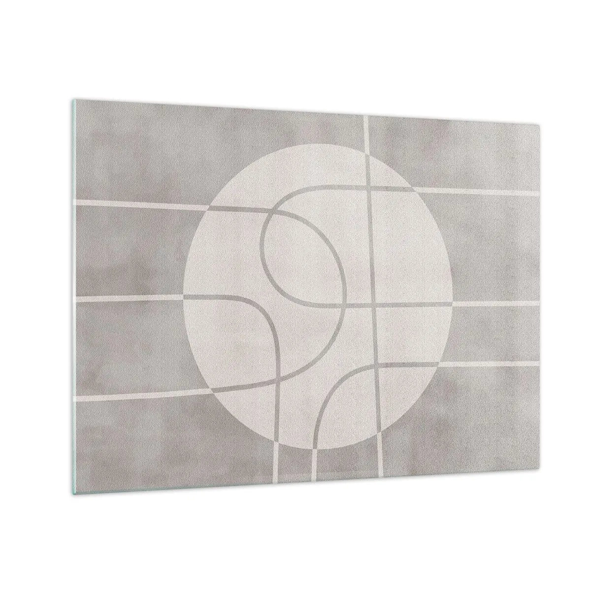 Impression sur verre - Image sur verre - Lignes et cercles beiges créant une composition géométrique - 70x50cm - Circulaire et tout droit - Décoration murale moderne pour le salon et la chambre ARTTOR