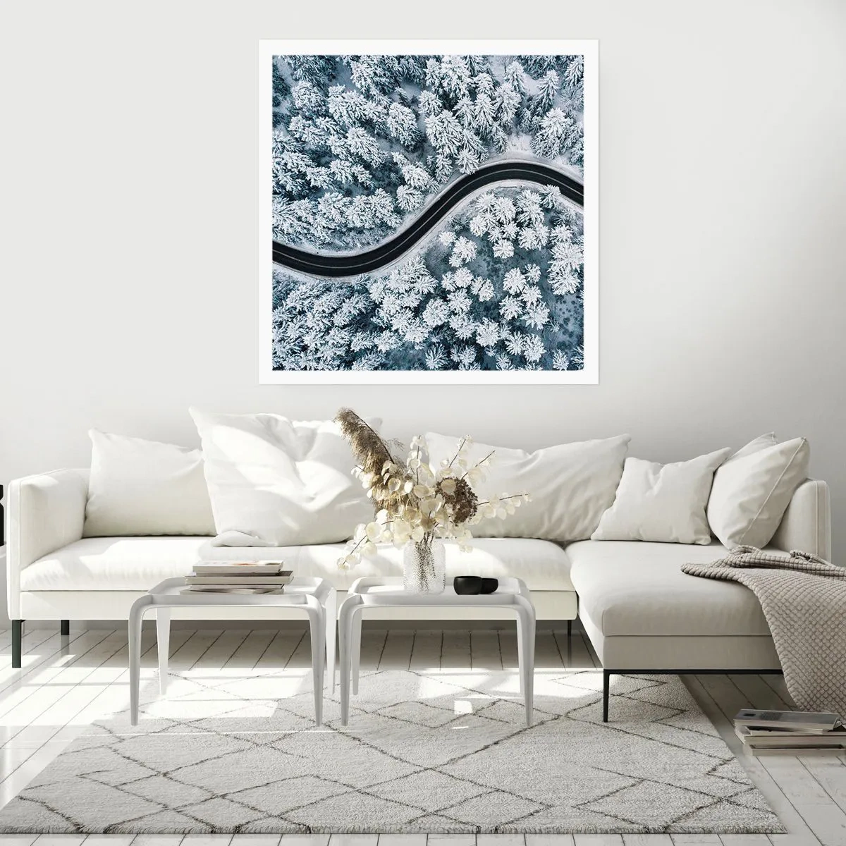 Affiche - Poster - À travers une forêt d'hiver - 50x50 cm