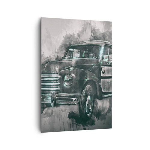Impression sur toile - Image sur toile - Une voiture rétro classique avec un décor artistique - 70x100cm - Ancêtre respecté - Décoration murale moderne pour le salon et la chambre ARTTOR