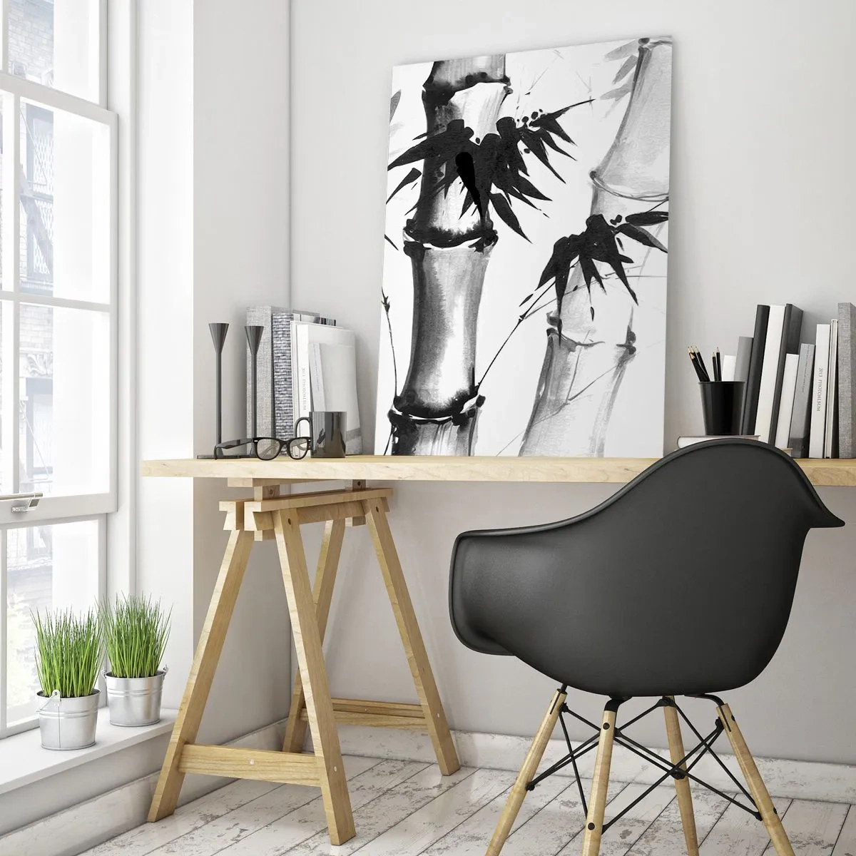 Impression sur verre - Image sur verre - Bambou dans un style traditionnel - 50x70cm - Gros plan sur l'orient - Décoration murale moderne pour le salon et la chambre ARTTOR