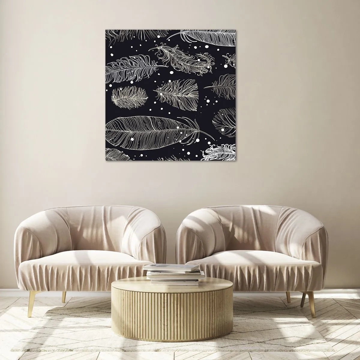 Impression sur verre - Image sur verre - Toile de plumes - 50x50 cm