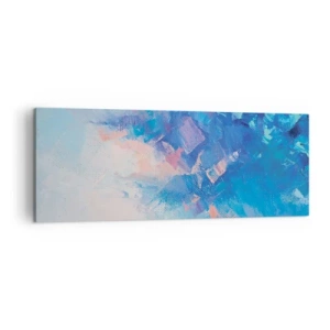 Impression sur toile - Image sur toile - Composition abstraite dans les tons de bleu et de rose - 140x50cm - Abstraction hivernale - Décoration murale moderne pour le salon et la chambre ARTTOR