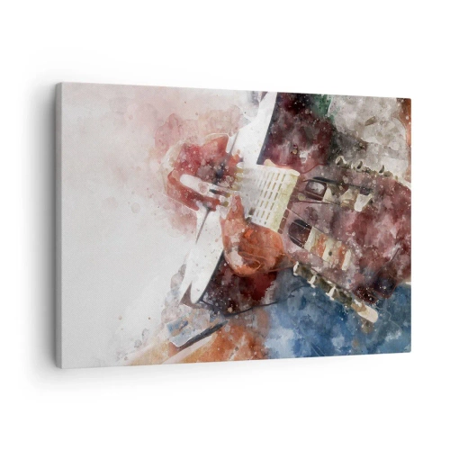 Impression sur toile - Image sur toile - Une interprétation artistique d'une guitare dans un style aquarelle - 70x50cm - Et qu'en pensez-vous ? - Décoration murale moderne pour le salon et la chambre ARTTOR