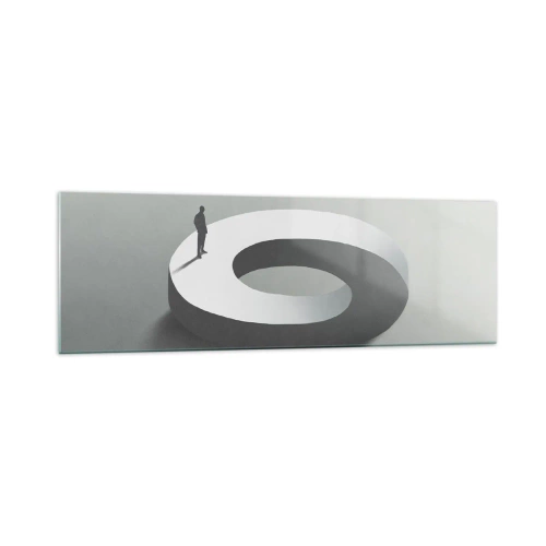 Impression sur verre - Image sur verre - Un homme sur une structure grise et abstraite - 160x50cm - Et sois intelligent ici - Décoration murale moderne pour le salon et la chambre ARTTOR