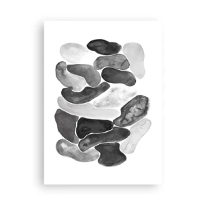 Affiche - Poster - Formes abstraites dans des tons de noir, gris et blanc - 50x70cm - Abstraction rocheuse - Décoration murale moderne pour le salon et la chambre ARTTOR